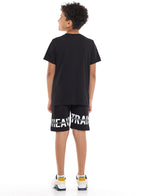 Victor And Jane Sr Boys' Slogan Print Set - Black