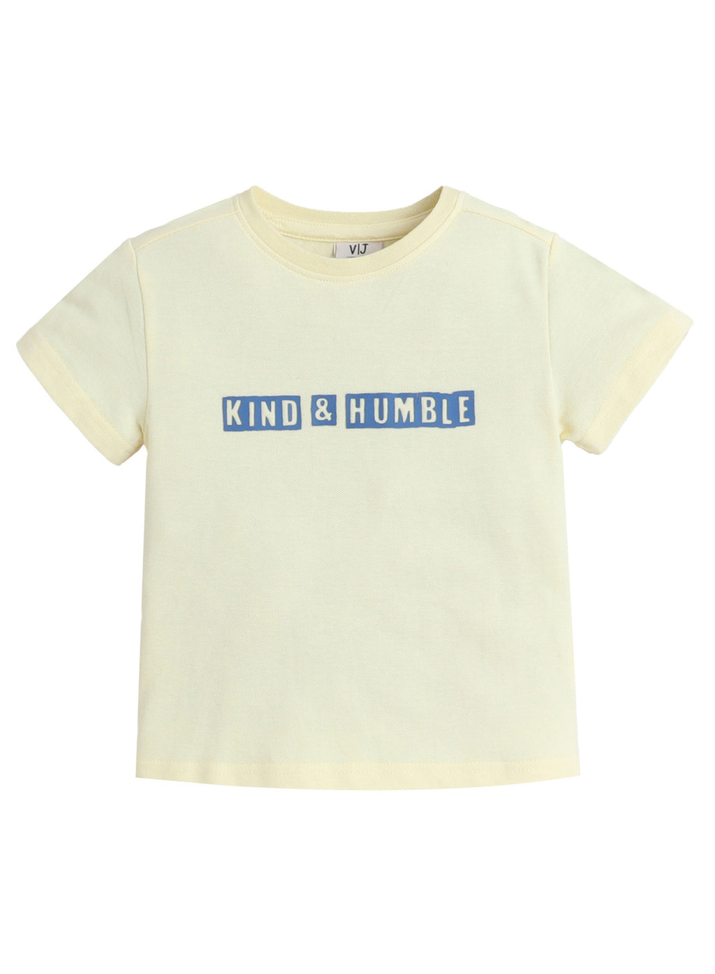 Victor And Jane Cotton Kind & Humble Print Short Sleeves T-Shirt - Light Yellow