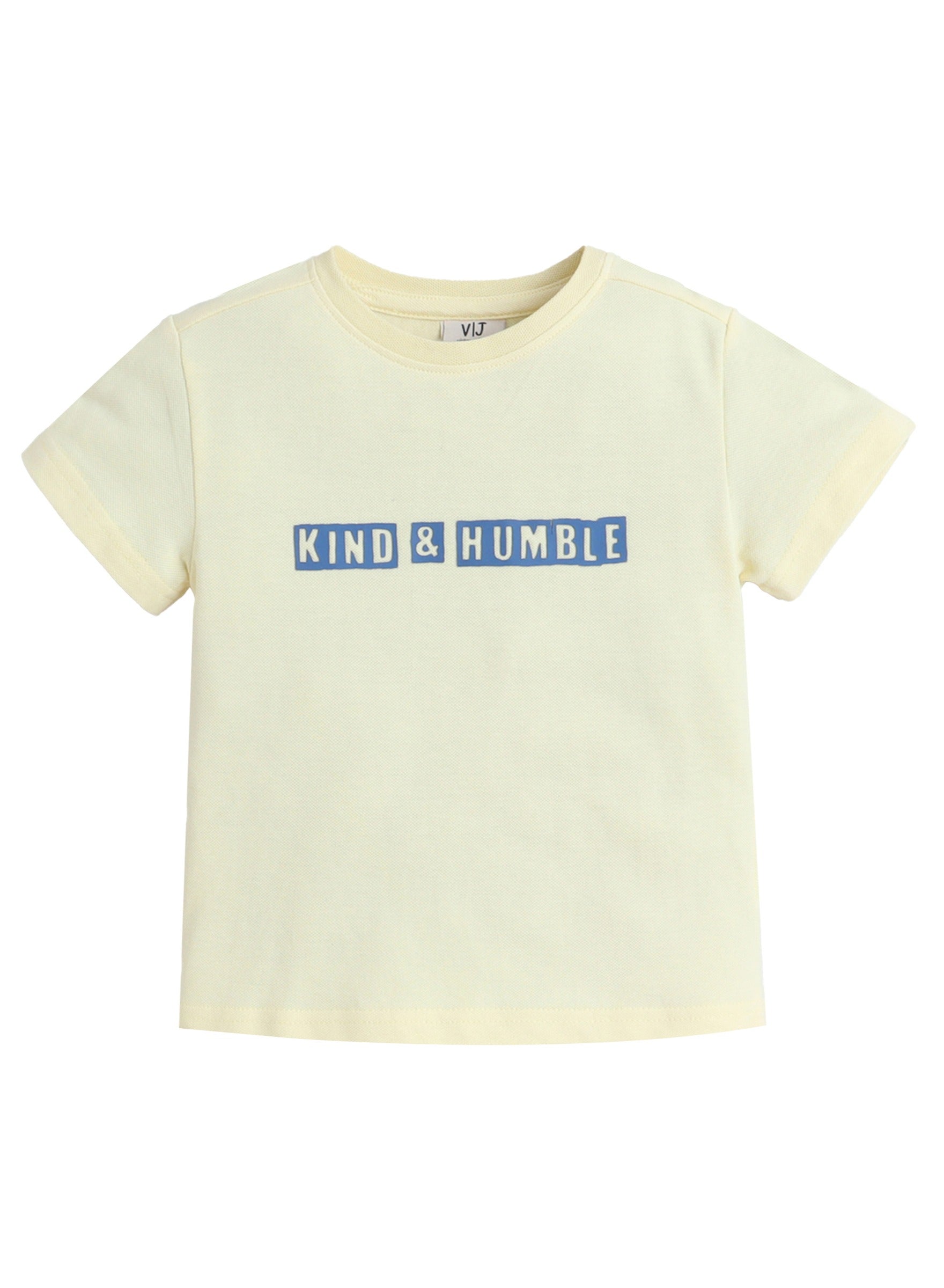 Victor And Jane Cotton Kind & Humble Print Short Sleeves T-Shirt - Light Yellow