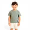 Junior Boys Ribbed Cotton T-Shirt - Light Olive
