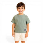 Junior Boys Ribbed Cotton T-Shirt - Light Olive
