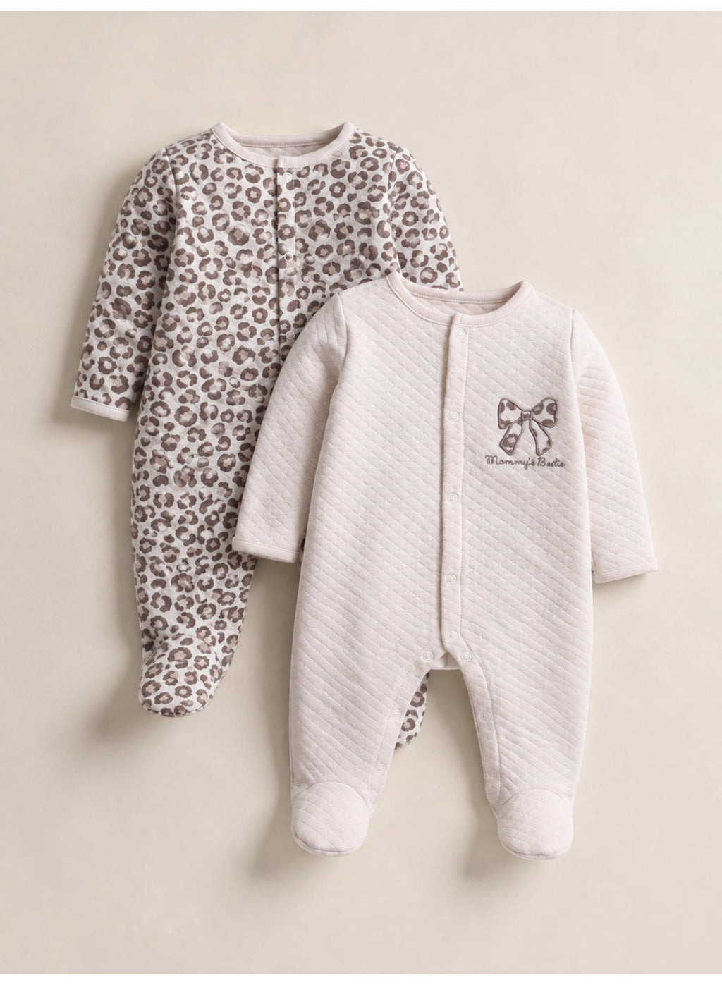 Baby Girls Quilted Footed Onesies (2-Piece Pack)