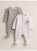 Baby Girls Quilted Footed Onesies (2-Piece Pack)
