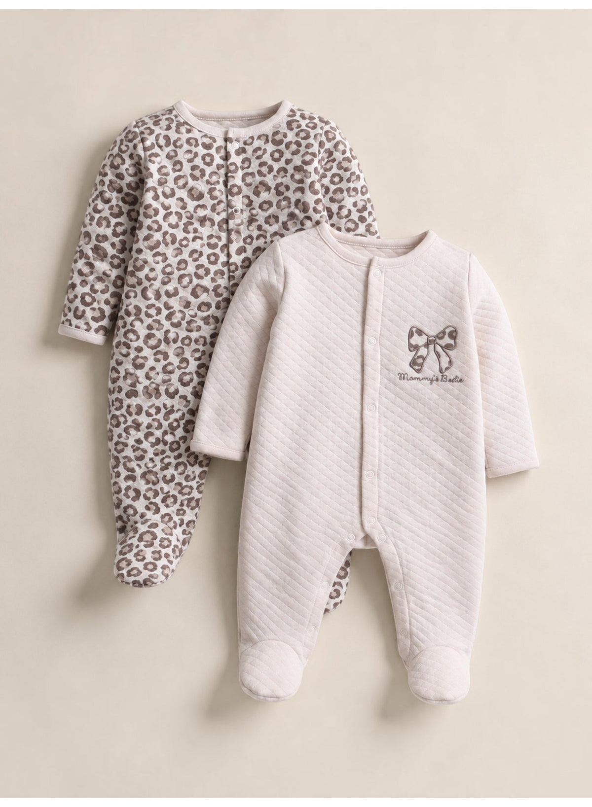 Baby Girls Quilted Footed Onesies (2-Piece Pack)