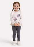 Girls 2pc Set – Floral Ruffle Hem Top & Ribbed Leggings