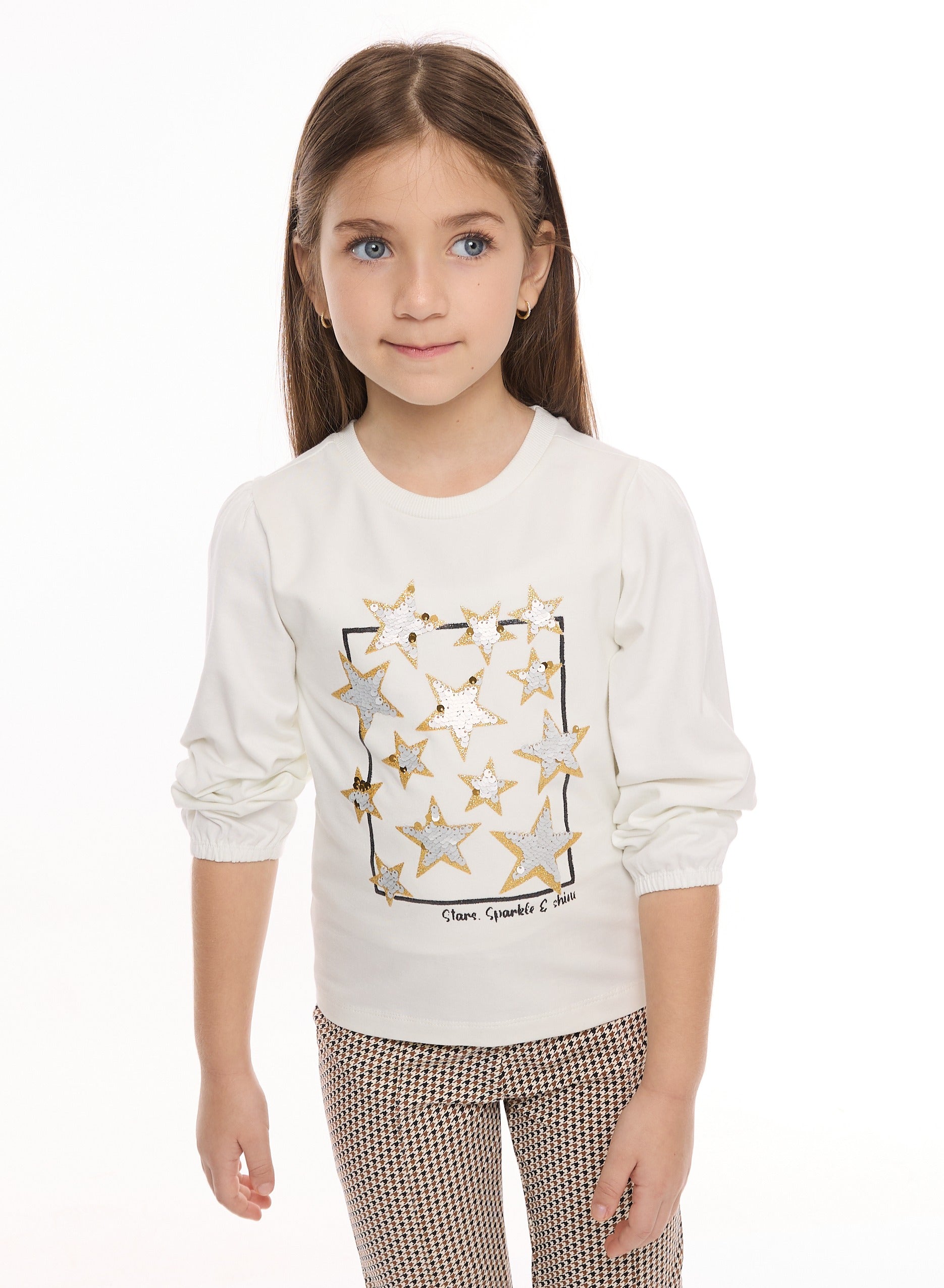 Girls 2 Pc Set - Reversible Sequins Top With Flared Leggings