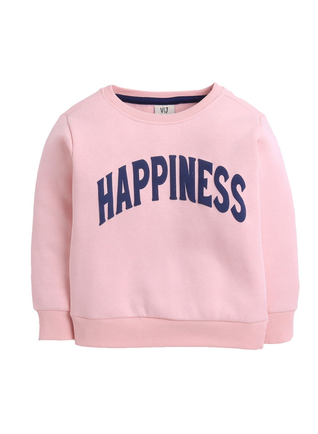 Girls' “ Œhappiness” Slogan Cotton Fleece Sweatshirt | 100% Cotton