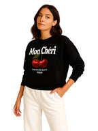 Mon Chã©Ri Cherry Print Sweatshirt “ 100% Cotton Fleece | Puff Print |