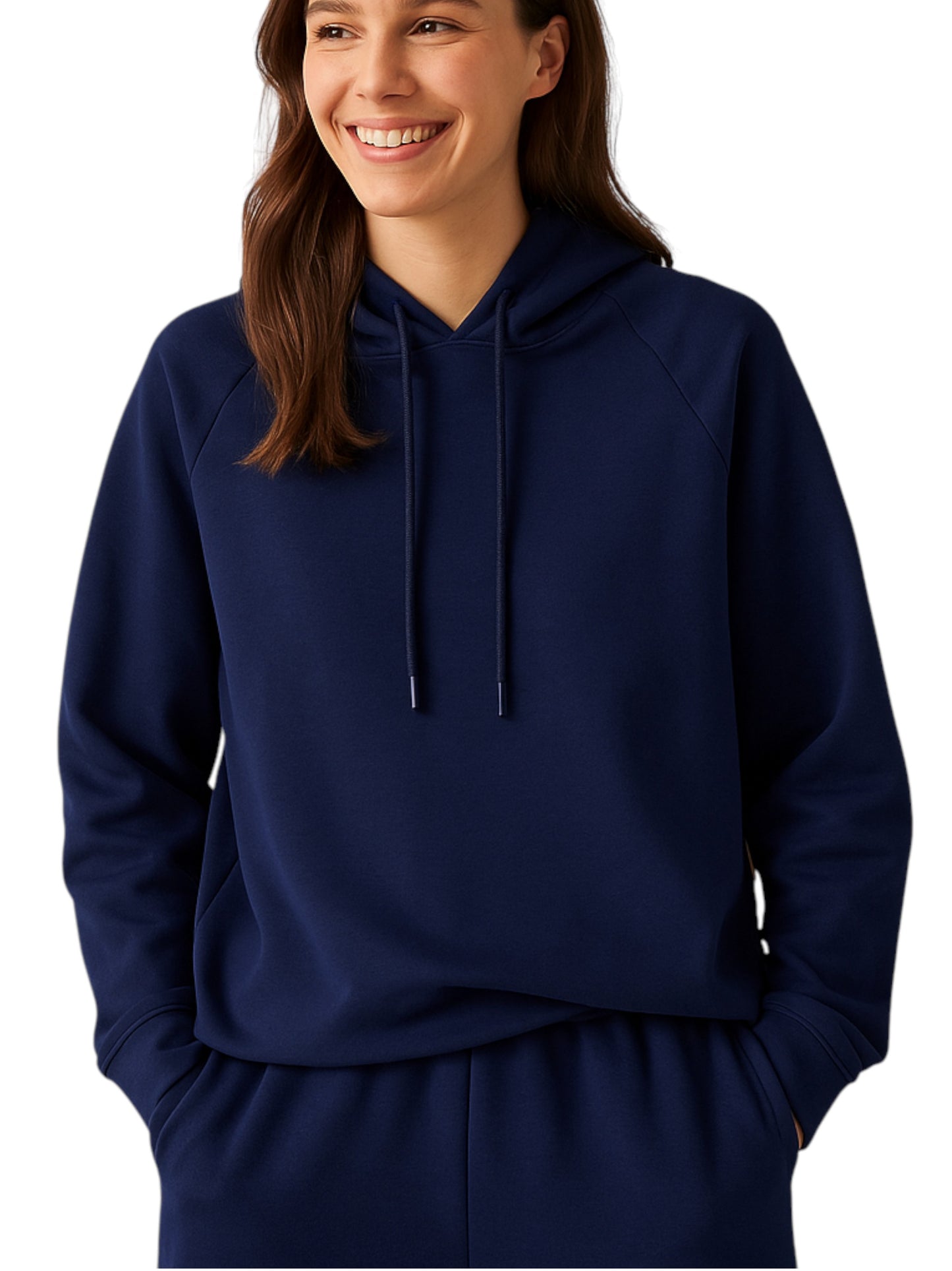 Navy Hoodie with Drawstring – 100% Cotton Fleece