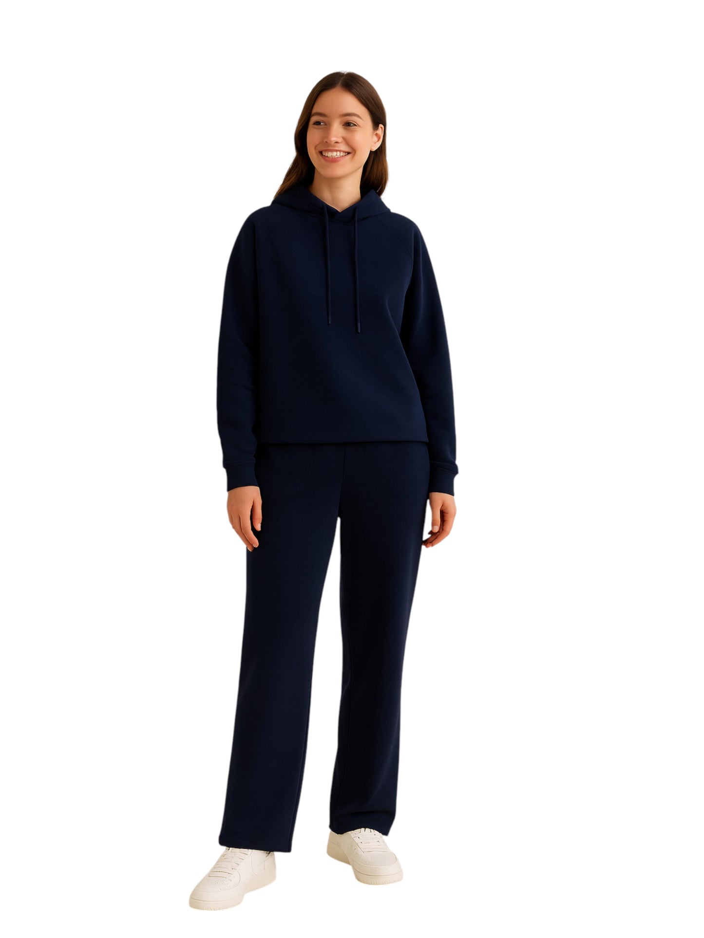 Navy Hoodie with Drawstring – 100% Cotton Fleece