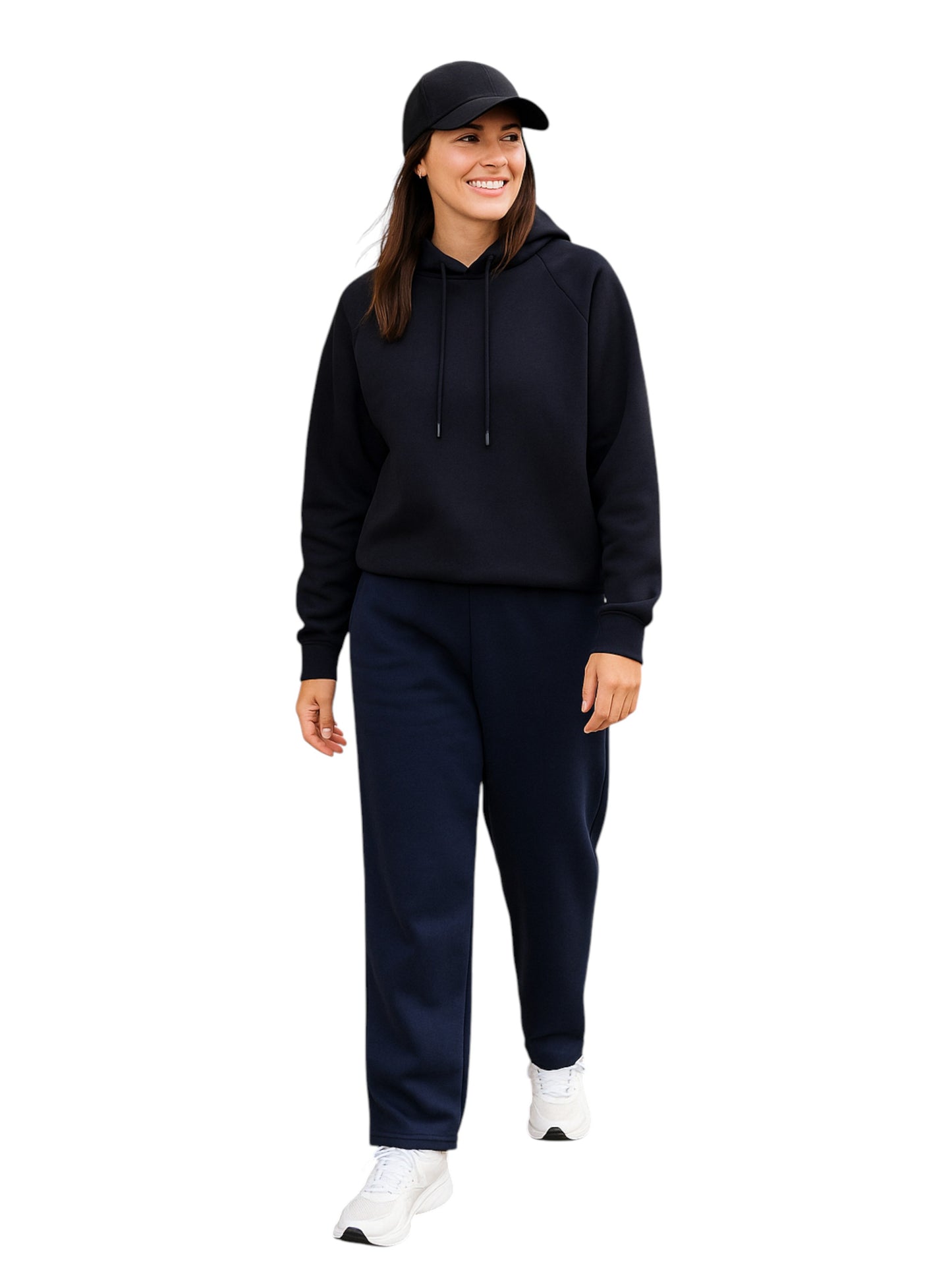 Navy Hoodie with Drawstring – 100% Cotton Fleece