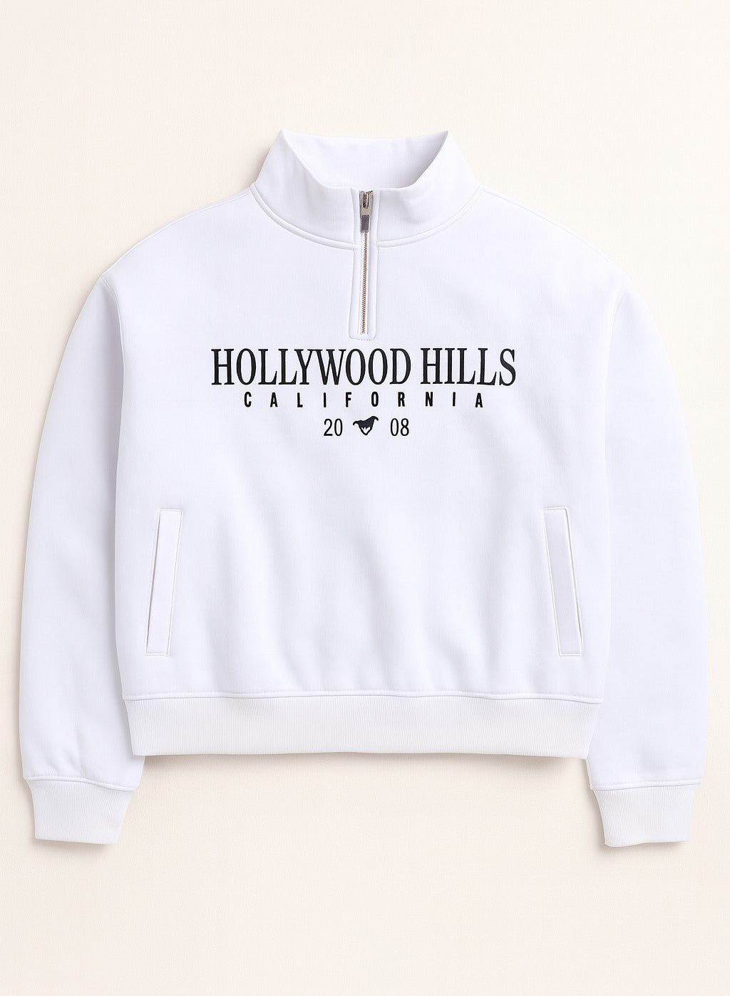 Half-Zip Pullover “ Œhollywood Hills California” | 100% Cotton Fleece, 280 Gsm