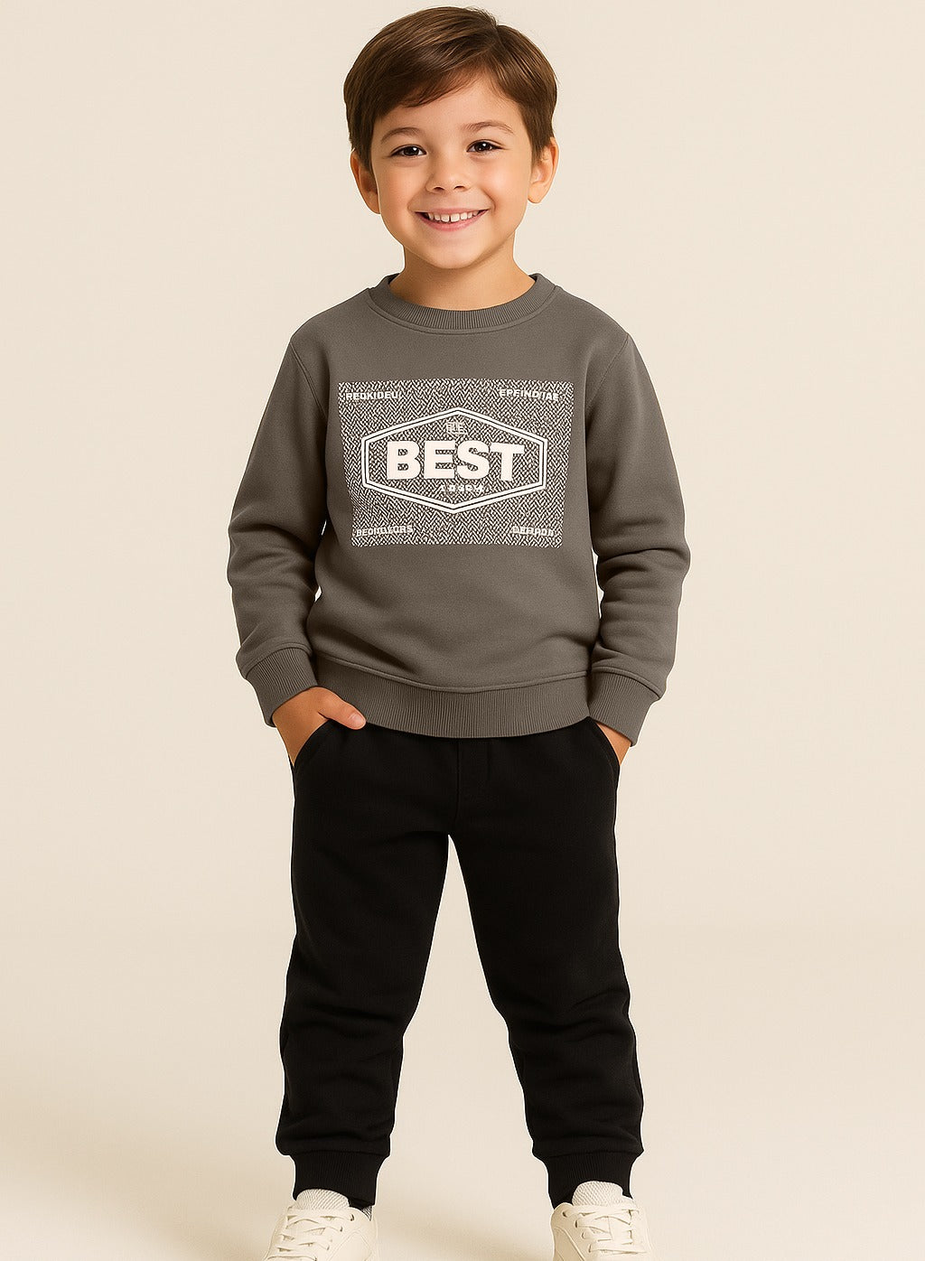 Boys' Olive Green "Best Future" Graphic Sweatshirt