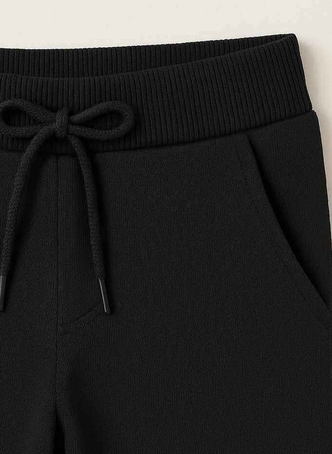 Boys French Terry Joggers With Drawstring Closure “ Black