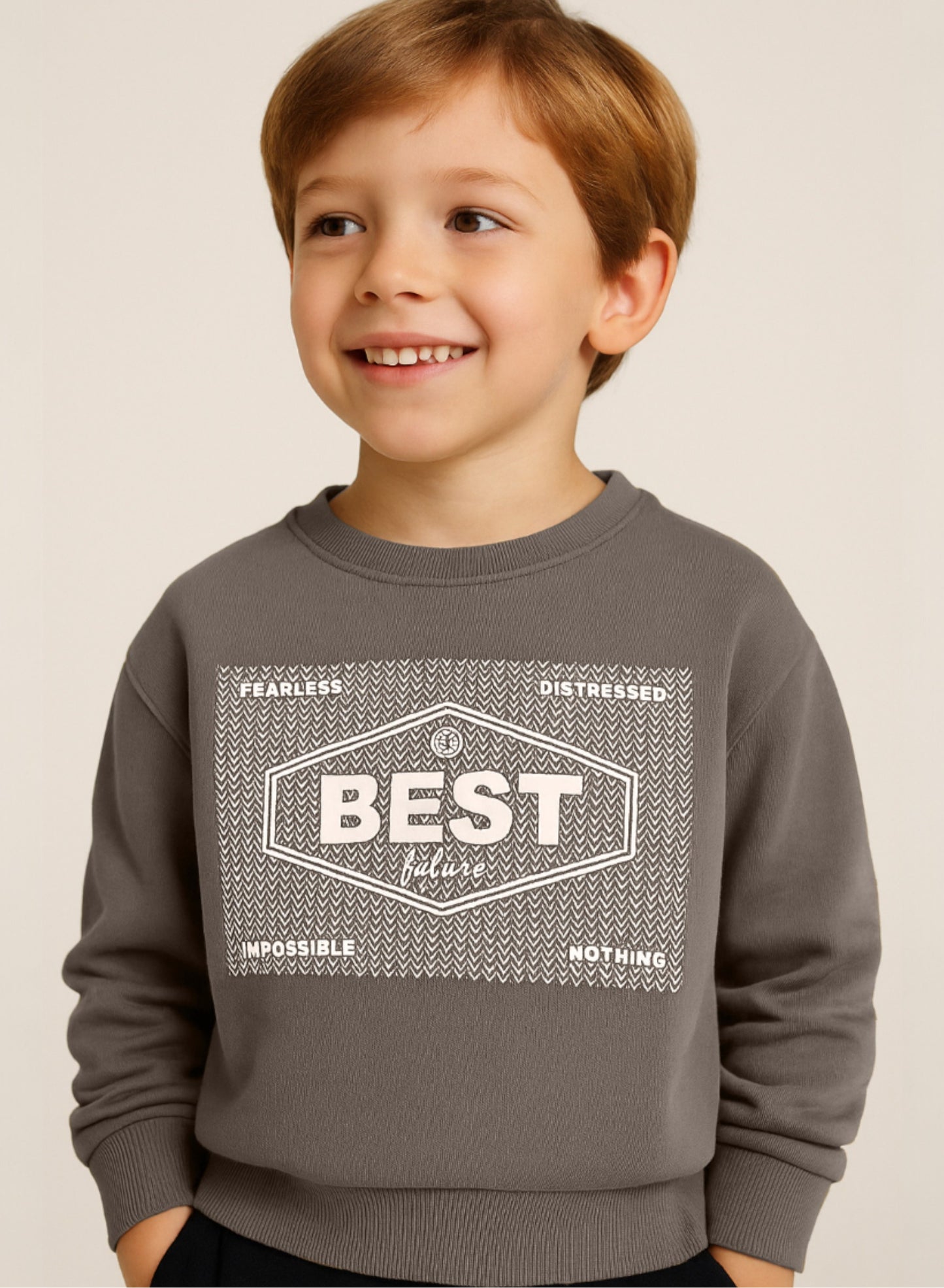 Boys' Olive Green "BEST Future" Graphic Sweatshirt