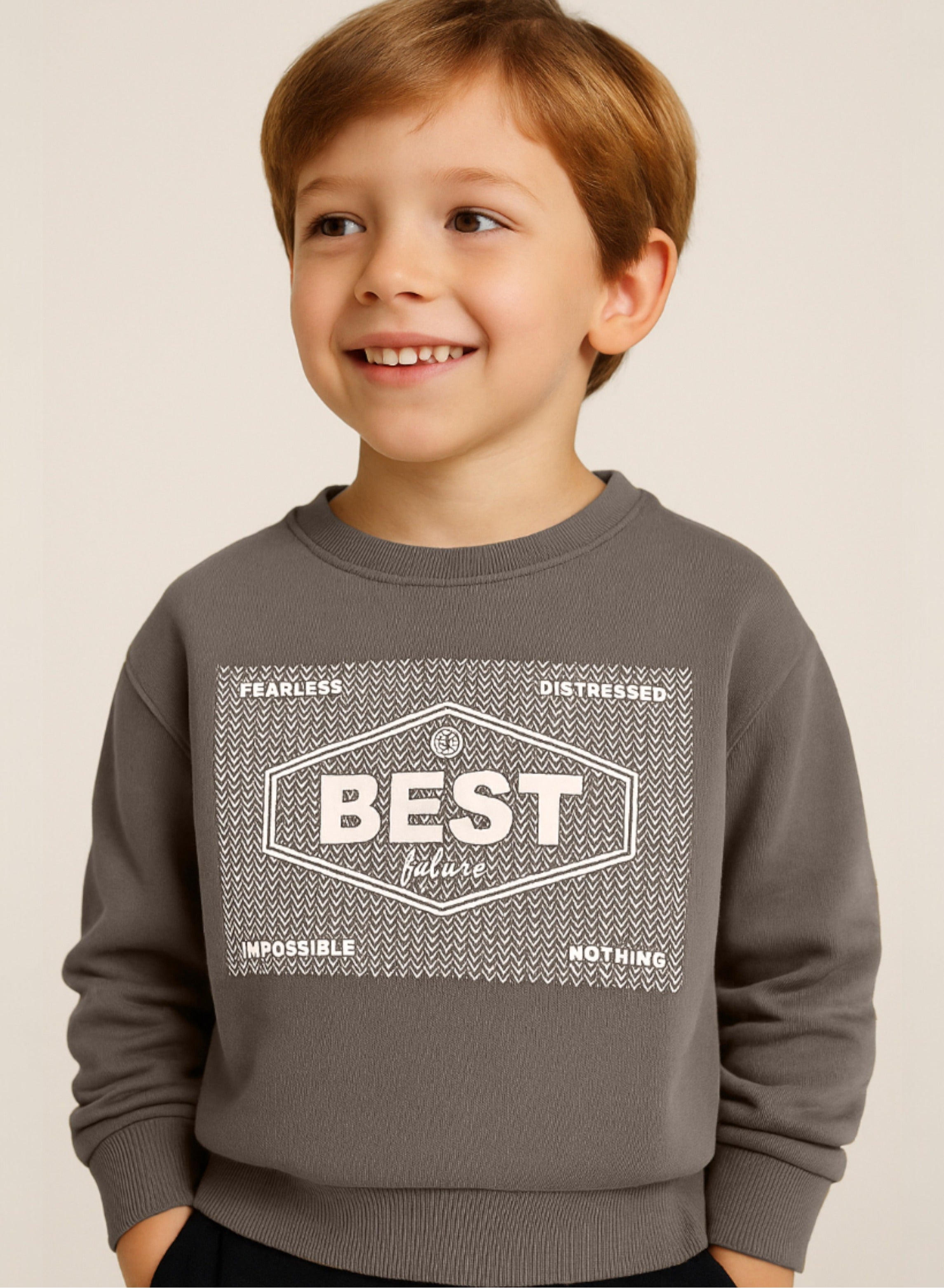 Boys' Olive Green "Best Future" Graphic Sweatshirt