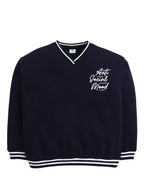 V-Neck "Anti Social Mood" Sweatshirt “ Navy | 100% Cotton Fleece |