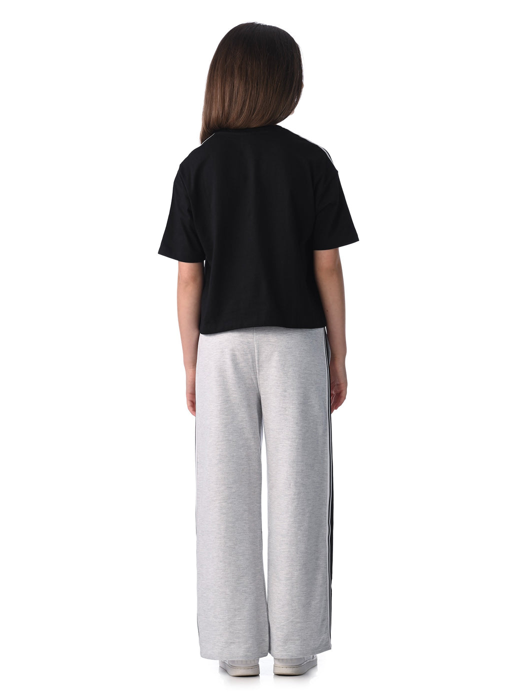 Victor And Jane Girls 2 Pc Set - Embellished Top With Matching Straight Pants With Tape Detail