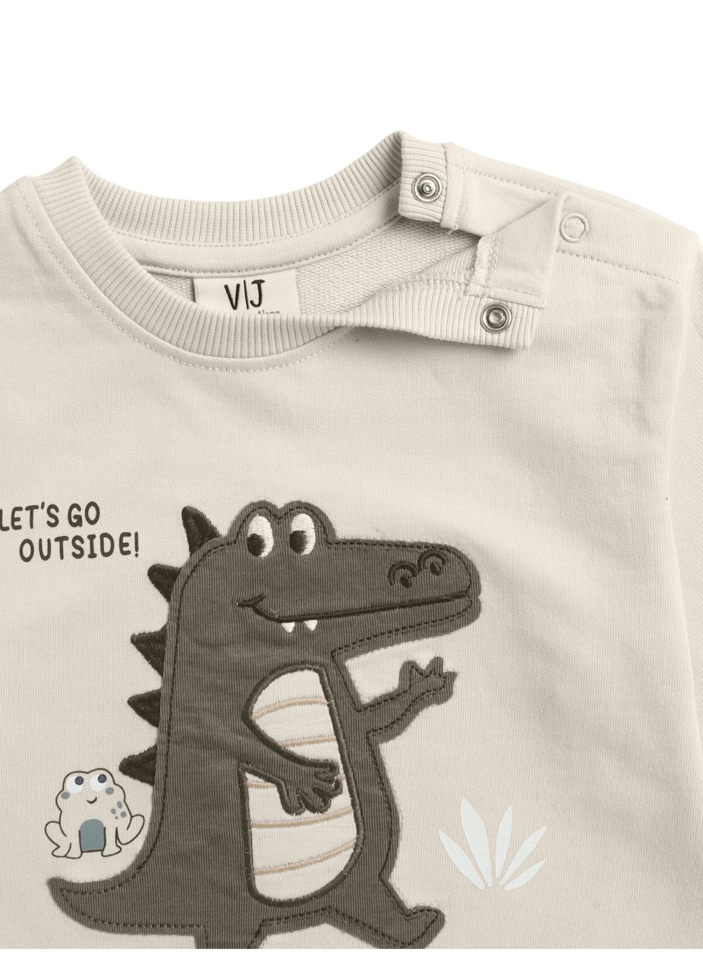 Baby Boys' 2-Piece Set – “Let’s Go Outside” Dino Fleece Sweatshirt & Joggers Set