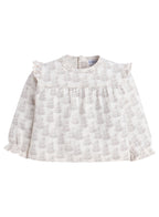 Dirkje Tree Printed Full Sleeves Top With Pant And Headband Set - White/Grey