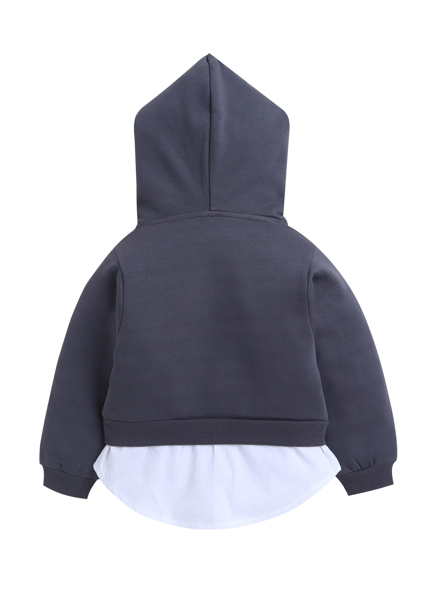 Girls Layered Weekends Fleece Hoodie – Charcoal Grey