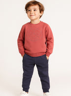 Dirkje Cotton Bear Face Embroidered Full Sleeves Sweatshirt & Joggers Set - Pink/Navy Blue