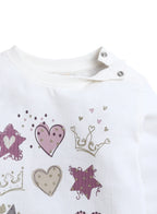 Baby Girl Heart &Amp; Star Cotton Fleece 3-Piece Set “ Light Grey &Amp; Pink