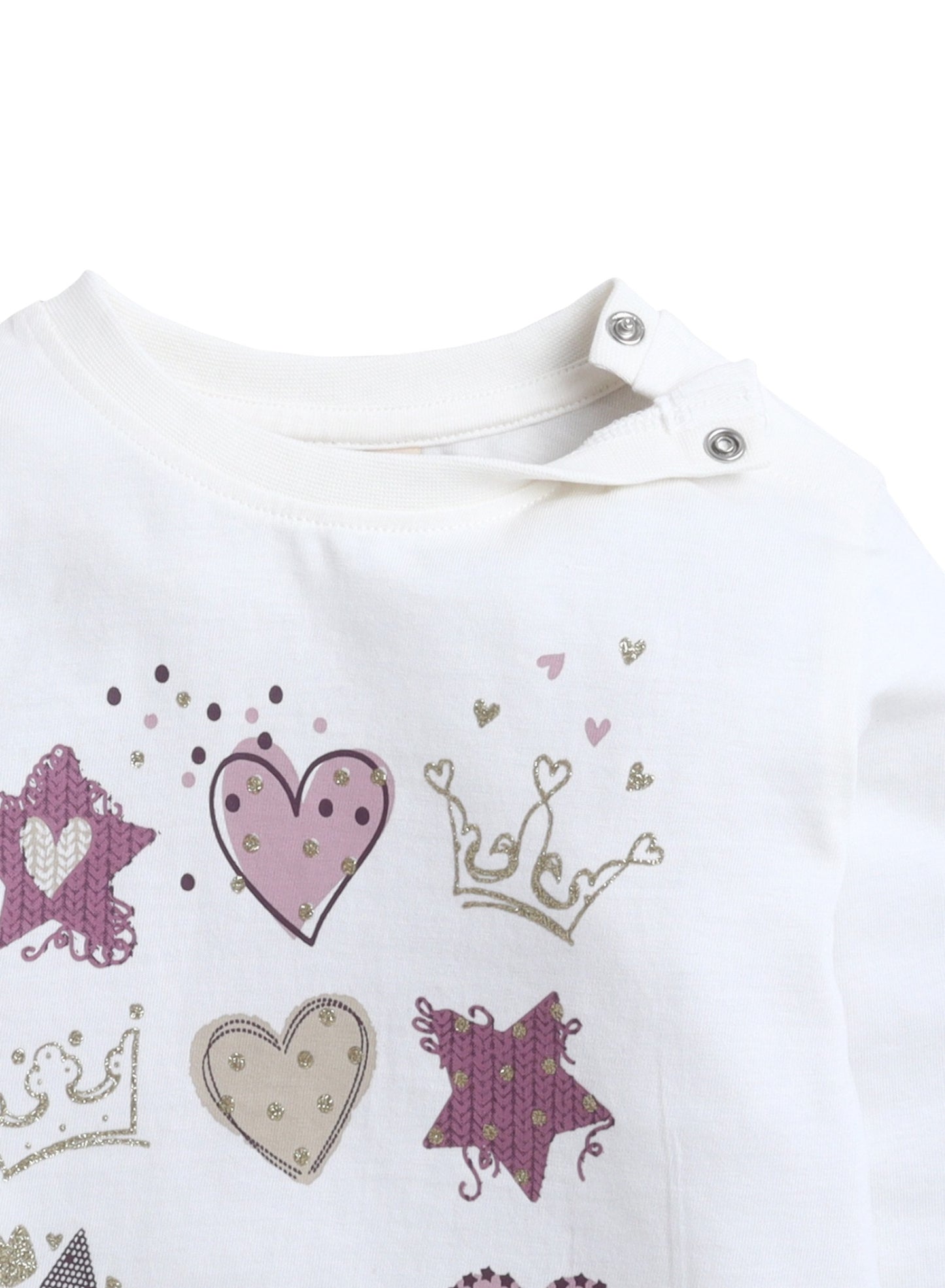 Baby Girl Heart & Star Cotton Fleece 3-Piece Set – Light Grey & Pink