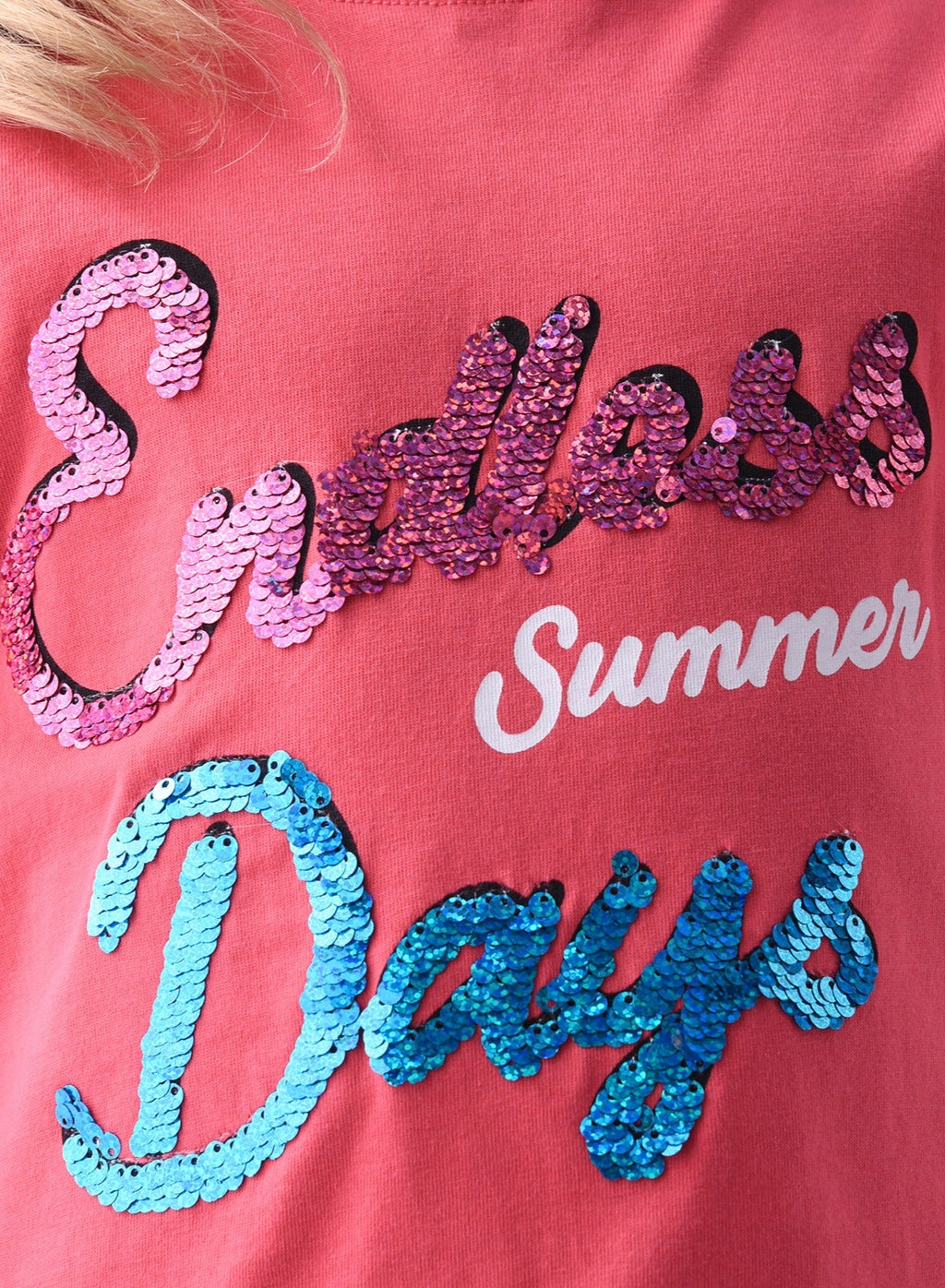 Victor And Jane Summer Graphic & Sequins Embellished T-Shirt - Pink
