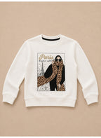 Girls Graphic Sweatshirt and Wide Leg Pants Set