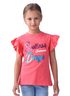 Victor And Jane Summer Graphic & Sequins Embellished T-Shirt - Pink