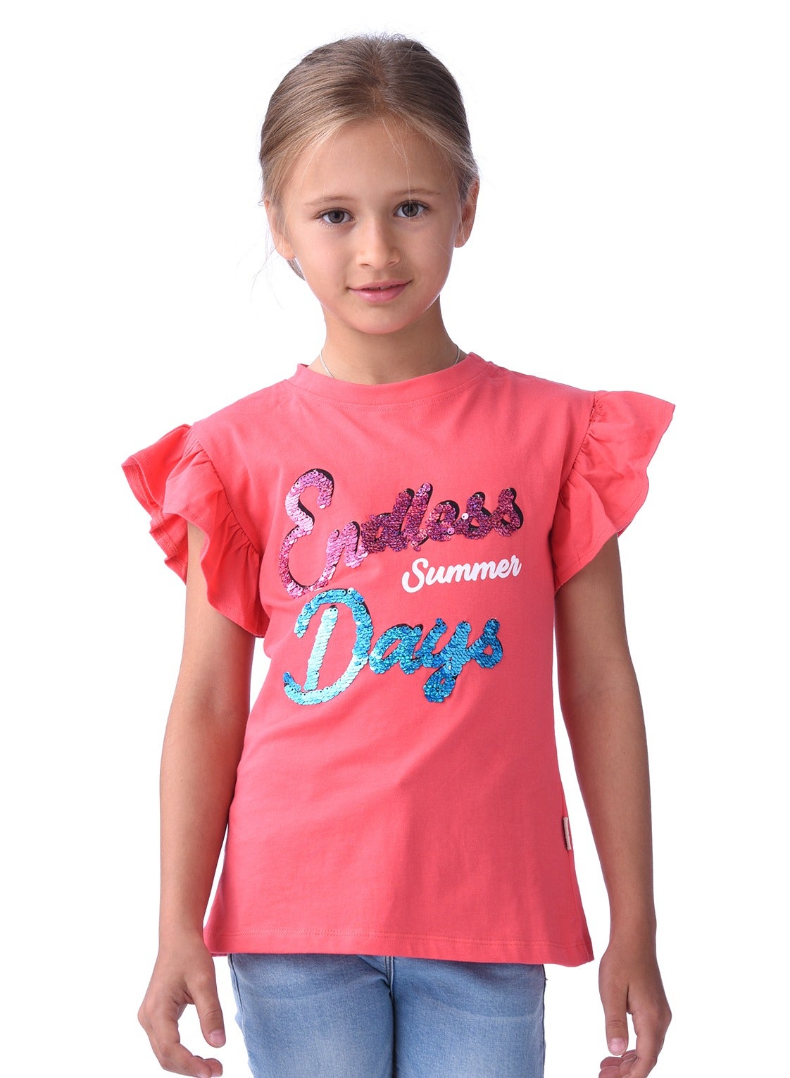 Victor And Jane Summer Graphic & Sequins Embellished T-Shirt - Pink