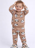 Fashion Infant Set - All Over Printed Sweatshirt And Jogger Set - Lt Brown Aop