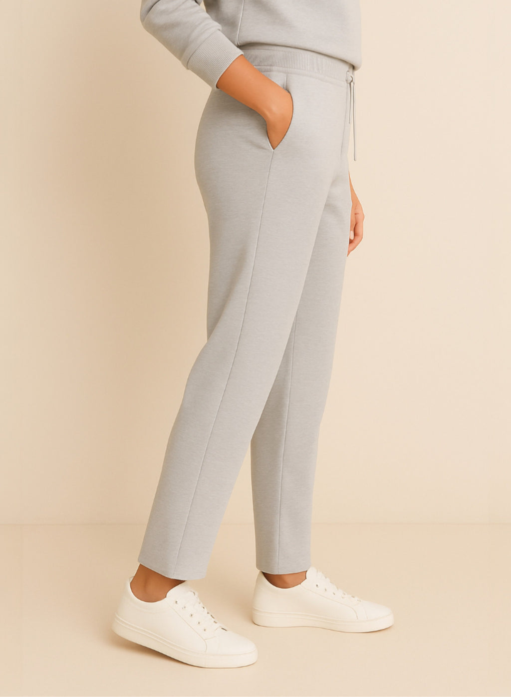 "Light Grey Straight-Leg Drawstring Joggers “Cotton Interlock