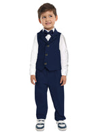 Navy Waistcoat And Pant Set With Shirt And Bow Tie