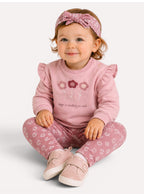 Girls 3pcs Set – Sweatshirt, Printed Leggings & Headband