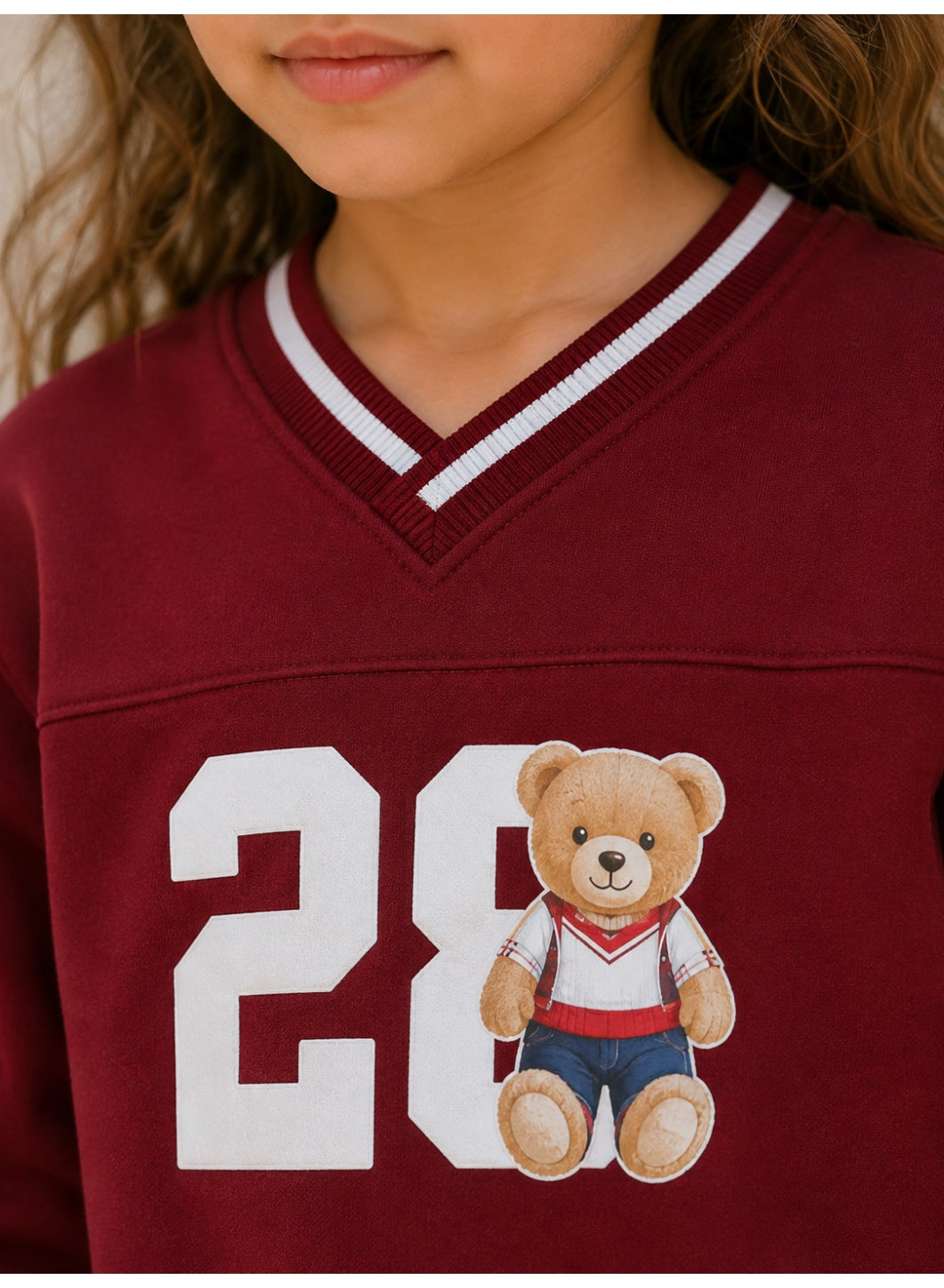 Girls Graphic V-Neck Sweatshirt and Wide Leg Pants Set