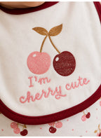 Baby Girls Cherry Print Bodysuit, Pants and Bib Set with Headband (4-Piece)