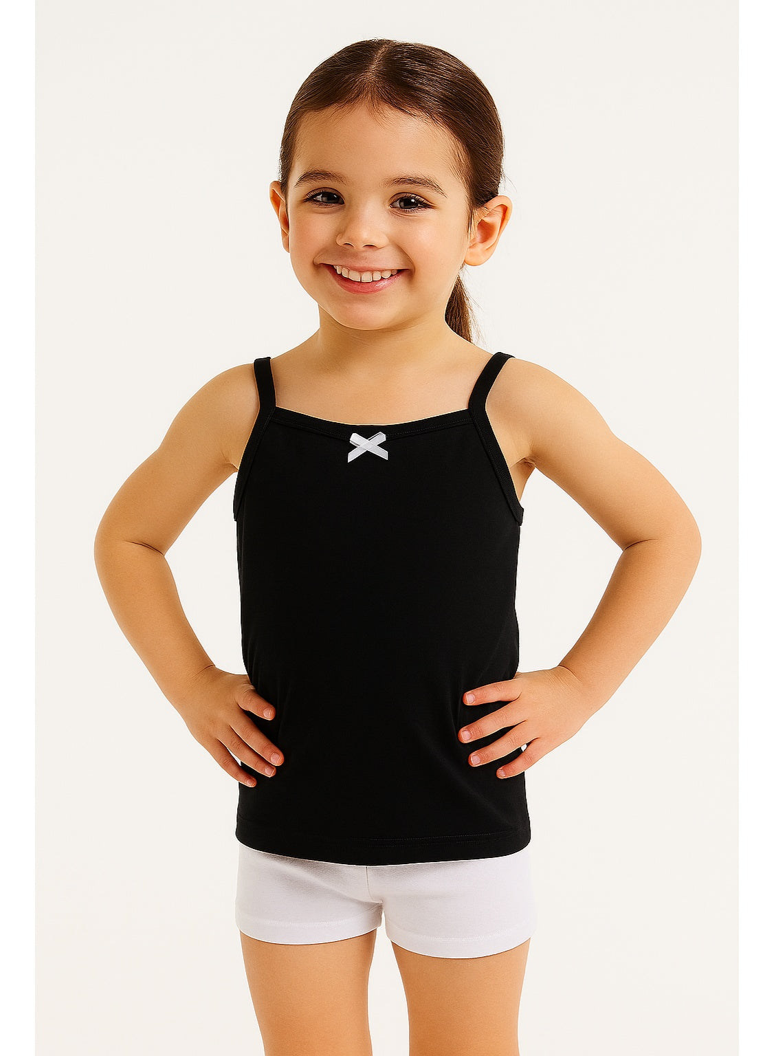 3-Pack Girls' Camisoles – Cotton Comfort in Black, White & Grey