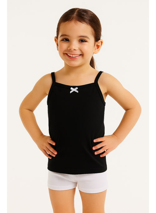 "3-Pack Girls' Camisoles “ Cotton Comfort In Black, White & Grey "