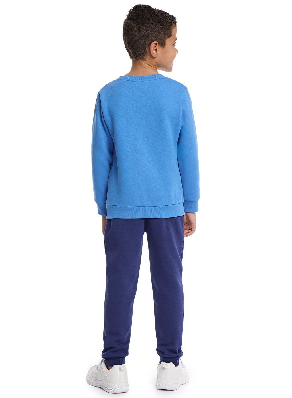 Victor And Jane Cotton Top Of The World Graphic Full Sleeves Sweatshirt & Joggers Set - Blue