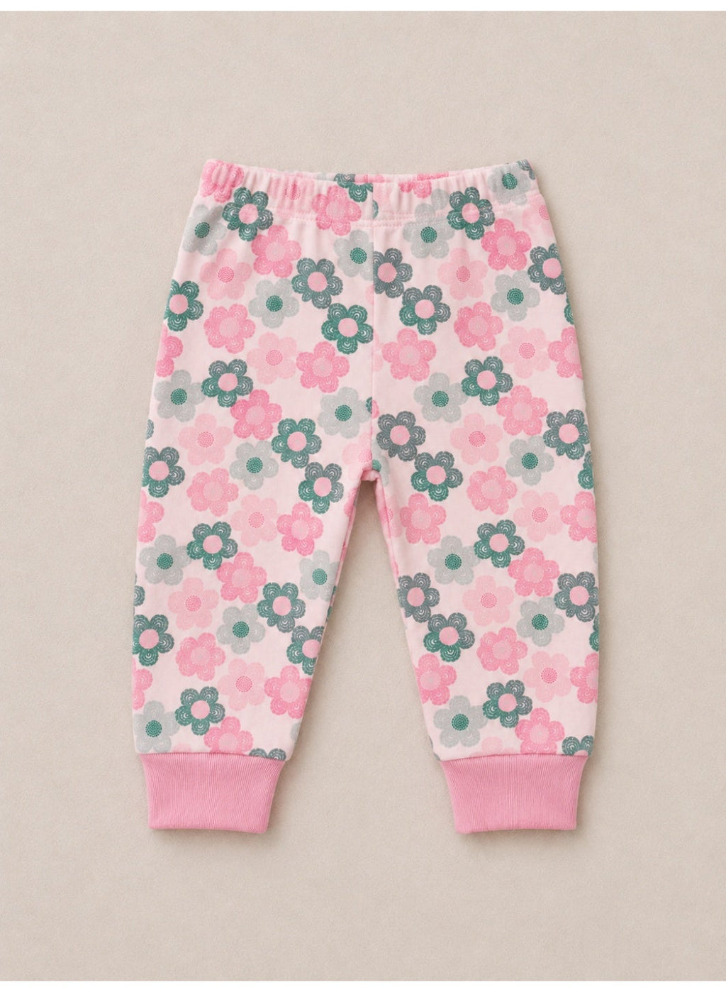 Baby Girls Floral sweatshirt & Jogger Set with 3-Piece Hair Clips