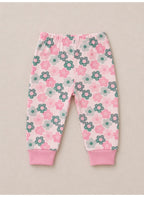 Baby Girls Floral sweatshirt & Jogger Set with 3-Piece Hair Clips