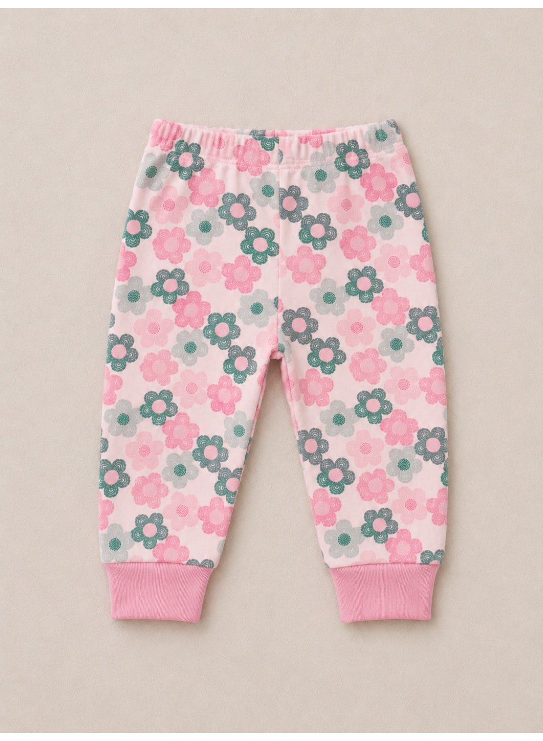 Baby Girls Floral sweatshirt & Jogger Set with 3-Piece Hair Clips