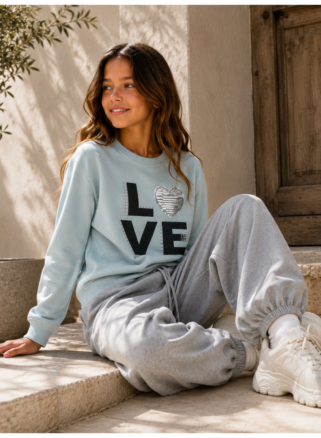 Girls Graphic Pullover Top with Puff Sleeves
