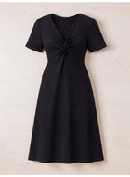 Black Textured Twist Front Maxi Dress For Women