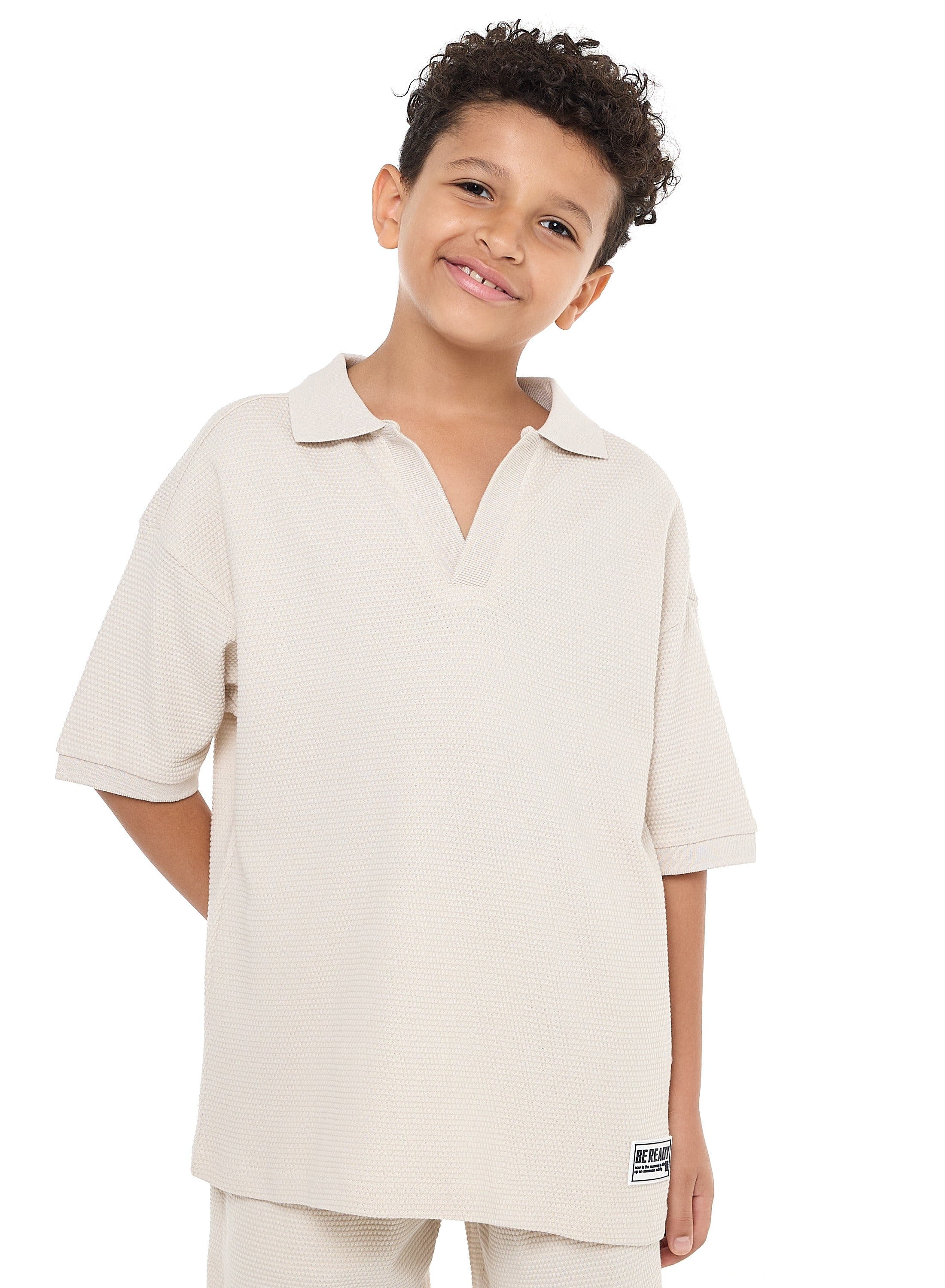 Victor And Jane Boys' Jacquard Set “ 2-Piece Outfit With Pockets, Polo T-Shirt And Shorts