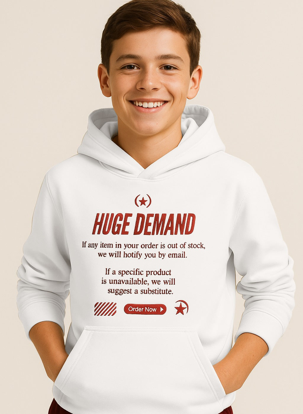 Boys' Off-White "Not Available" Graphic Hooded Sweatshirt