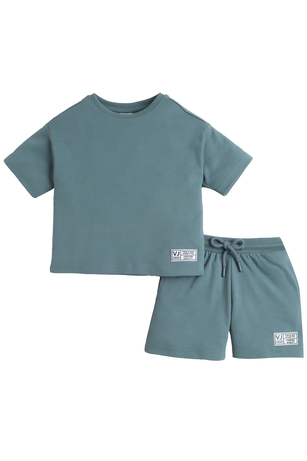 "Boys Cotton Interlock Tee & Shorts Set “ Sage Green "