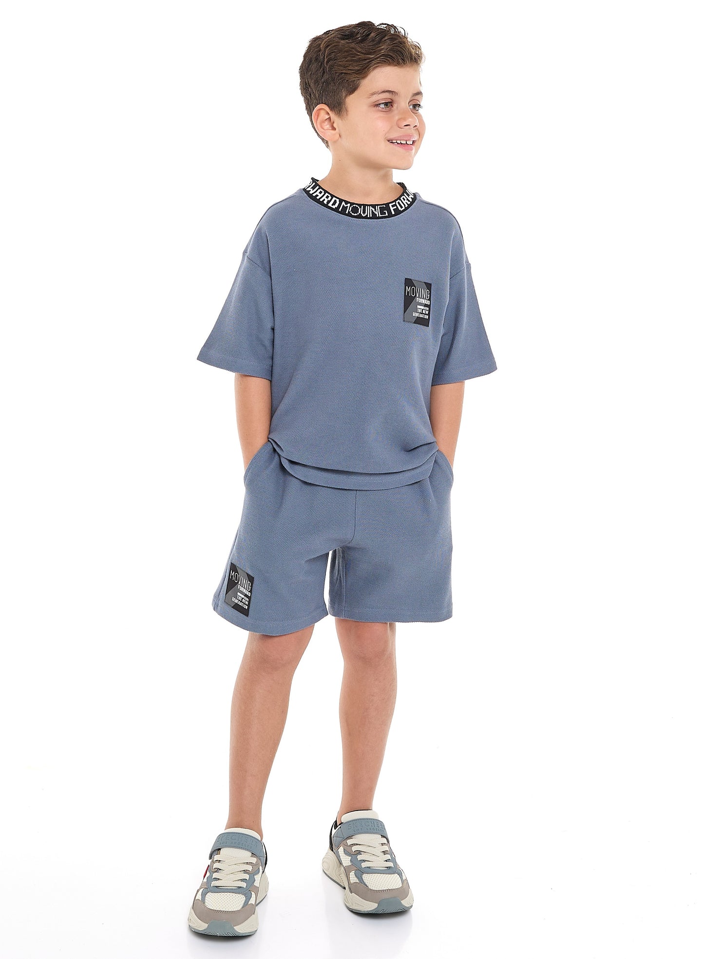 Victor and Jane Boys' Cord Set – Dark Blue  T-Shirt and Shorts Set